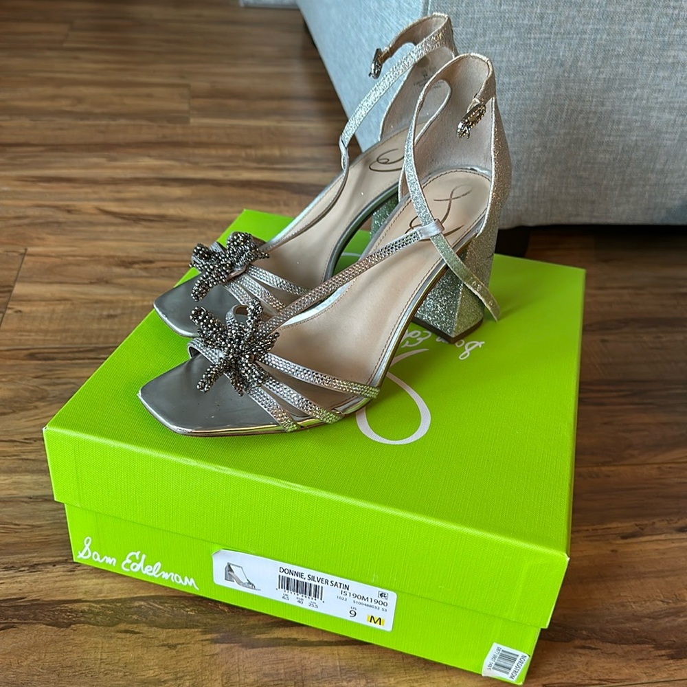Sam Edelman, Silver Shiny Heels, W: 9